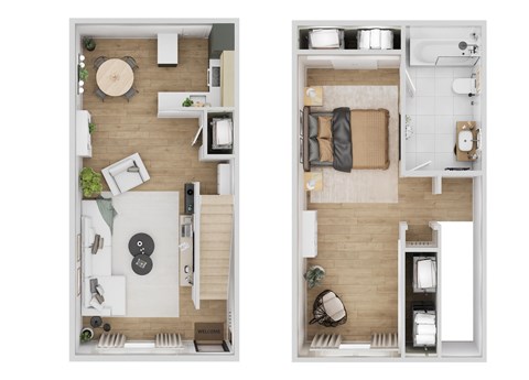 Floor plan for 1 bed, 1 bath, 892 sqft